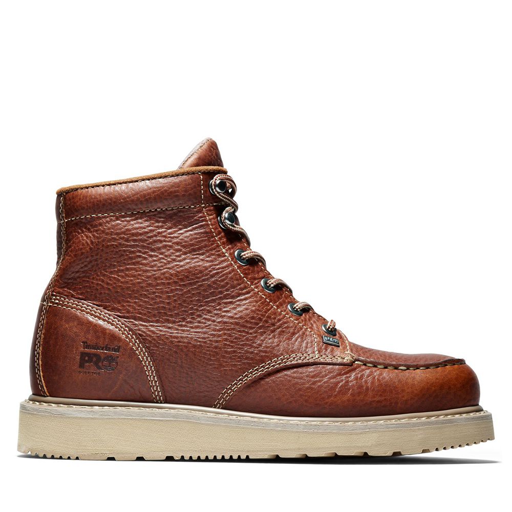 Timberland Μποτακια Εργασίας Ανδρικα Καφε - Pro® Barstow Wedge Moc Soft Toe - Greece 3986021-HA